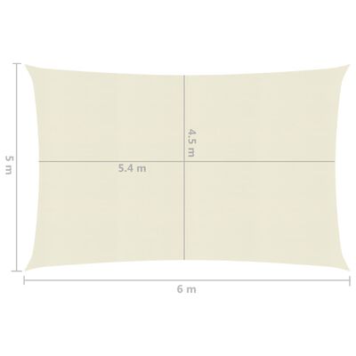 vidaXL Pânză parasolar, crem, 5x6 m, HDPE, 160 g/m²