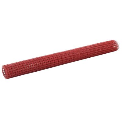 vidaXL Plasă de sârmă găini, roșu, 10 x 1,5 m, oțel cu înveliș PVC