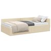 vidaXL Cadru de pat colțar cu headboard Crem 90 cm x 200 cm țesătură