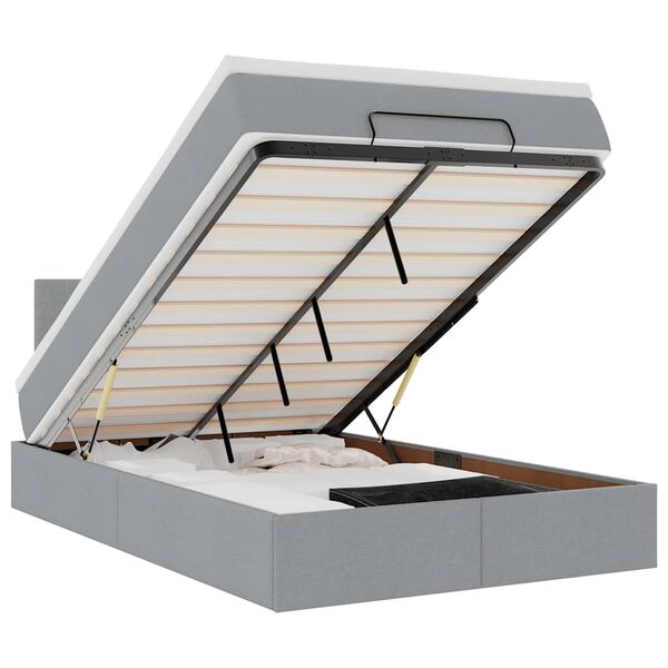 vidaXL Pat otoman cu saltea țesătură gri deschis 120x190 cm