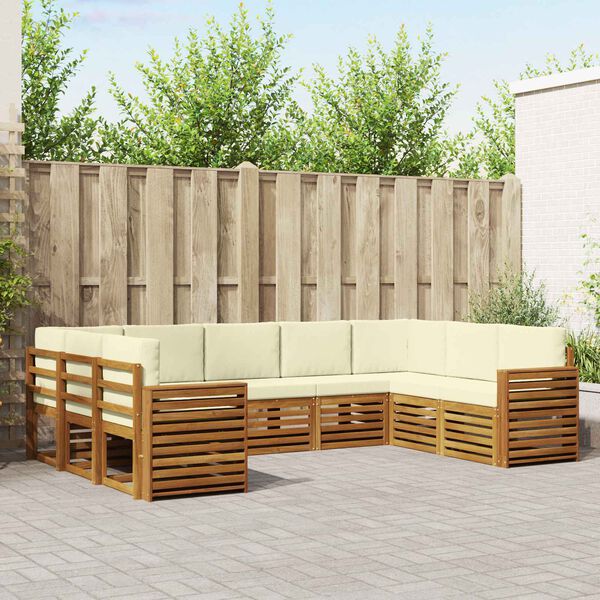 vidaXL Set canapea sectională cu pernă 9 pcs Natural și Crem