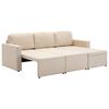 vidaXL Canapea extensibilă modulară cu 3 locuri, crem, material textil