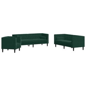 vidaXL Set canapele Chesterfield cu perne rulou 3 piese verde catifea
