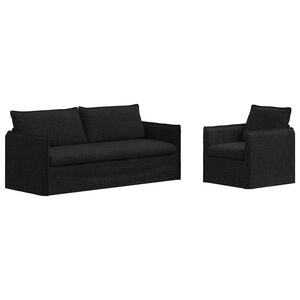 vidaXL Set de canapea 2 buc. Negru Țesătură