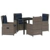 vidaXL Set de masă pentru grădină cu pernă 5 pcs Gri Rattan poli