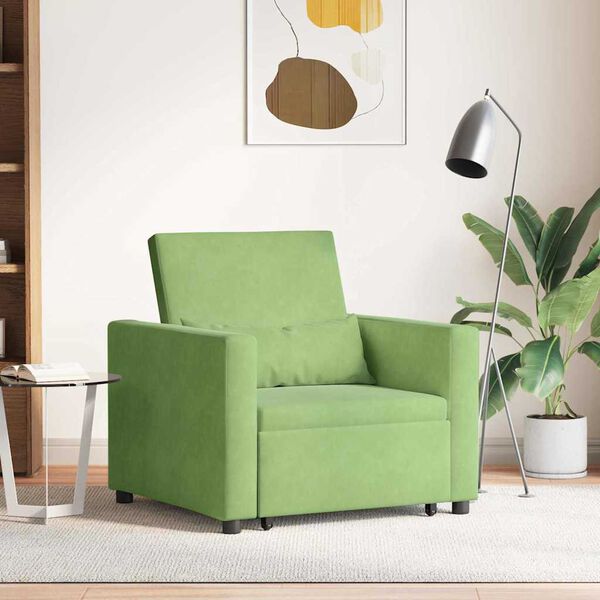 vidaXL Sofa Pat Unilaterala cu roți Lysegrønn 90 x 165 x 87 cm Catifea