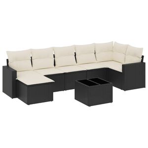 vidaXL Set mobilier de grădină cu perne, 8 piese, negru, poliratan