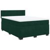 vidaXL Pat box spring cu saltea, verde &icirc;nchis, 140x200 cm, catifea