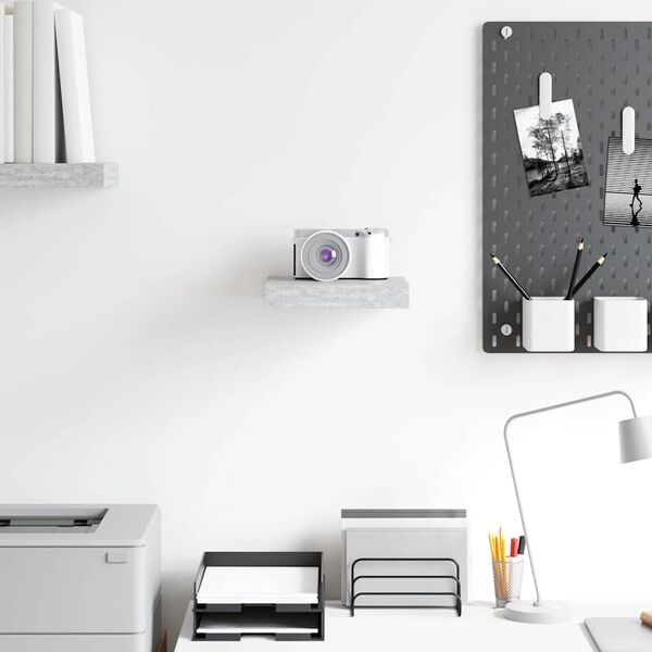 vidaXL Raft de perete suspendat, gri beton, 23x23,5x3,8 cm, MDF