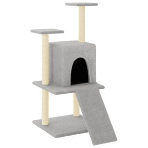 vidaXL Ansamblu pisici, st&acirc;lpi din funie sisal, gri deschis, 110 cm