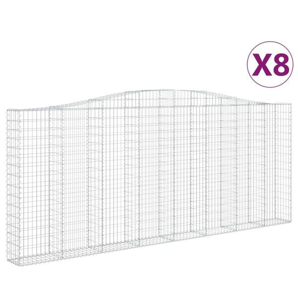 vidaXL Coșuri gabion arcuite 8 buc. 400x30x160/180 cm fier galvanizat