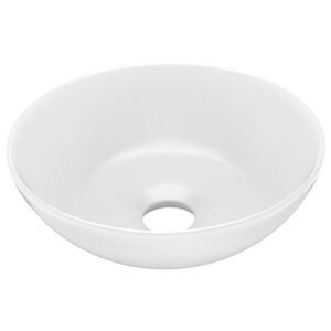 vidaXL Chiuvetă de baie, alb mat, ceramică, rotund