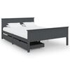 vidaXL Cadru pat cu 2 sertare, gri &icirc;nchis, 140x200 cm, lemn masiv pin