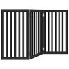 vidaXL Poartă pentru c&acirc;ini pliabilă 3 panouri negru, 150 cm, lemn plop