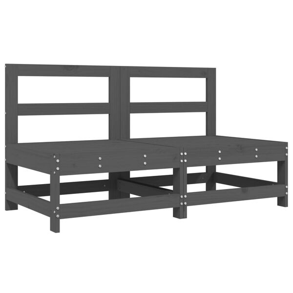 vidaXL Set mobilier relexare de grădină, 6 piese, gri, lemn masiv pin