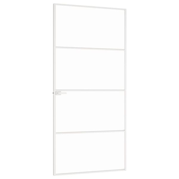 vidaXL Ușă de interior alb 93x201,5 cm sticlă securiz. / aluminiu slim