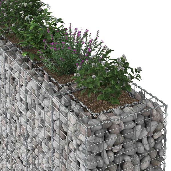 vidaXL Pat ridicat din gabion 3 pcs Argintiu 250 x 50 x 150 cm