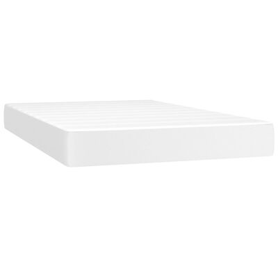 vidaXL Pat box spring cu saltea, alb, 120x200 cm, piele ecologică