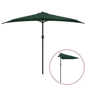 vidaXL Umbrelă de soare de balcon, tijă aluminiu, verde, 300x155 cm