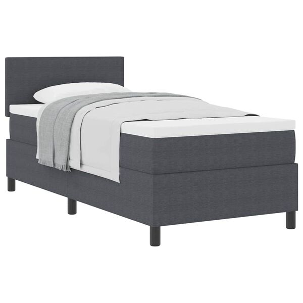 vidaXL Pat cu arcuri cu headboard Gri &icirc;nchis și alb 90 x 200 cm