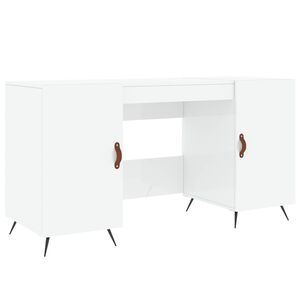 vidaXL Birou, alb extralucios, 140x50x75 cm, lemn compozit