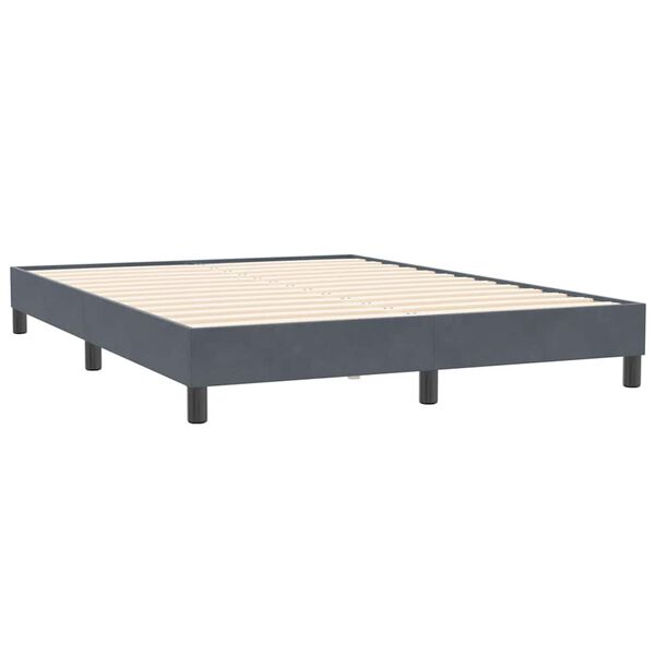 vidaXL Pat box spring cu saltea, gri &icirc;nchis, 140x210 cm, catifea