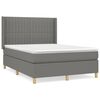 vidaXL Pat box spring cu saltea, gri &icirc;nchis, 140x190 cm, textil