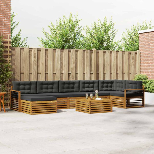 vidaXL Seturi de canapele cu pernă 8 pcs Natural și Antracit