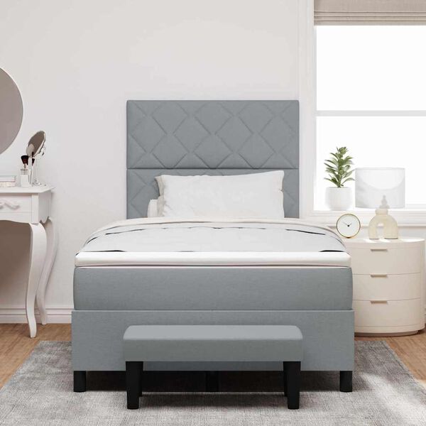 vidaXL Pat cu arcuri cu headboard Gri deschis 120 x 200 cm țesătură