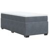 vidaXL Pat box spring cu saltea, gri &icirc;nchis, 90x200 cm, catifea