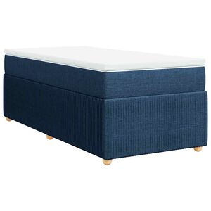 vidaXL Pat box spring cu saltea, albastru, 80x200 cm, textil