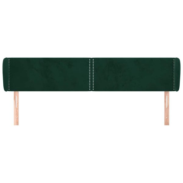 vidaXL Tăblie de pat cu aripioare verde &icirc;nchis 203x23x78/88 cm catifea