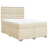 vidaXL Pat box spring cu saltea, crem, 160x200 cm, material textil
