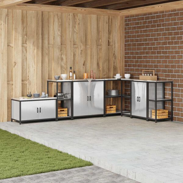 vidaXL Depozitare pentru bucătărie Argintiu 60 x 50 x 92 cm Oțel