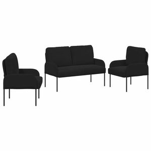 vidaXL Seturi de canapele cu pernă 3 pcs Negru 115 x 56 x 80 cm placaj