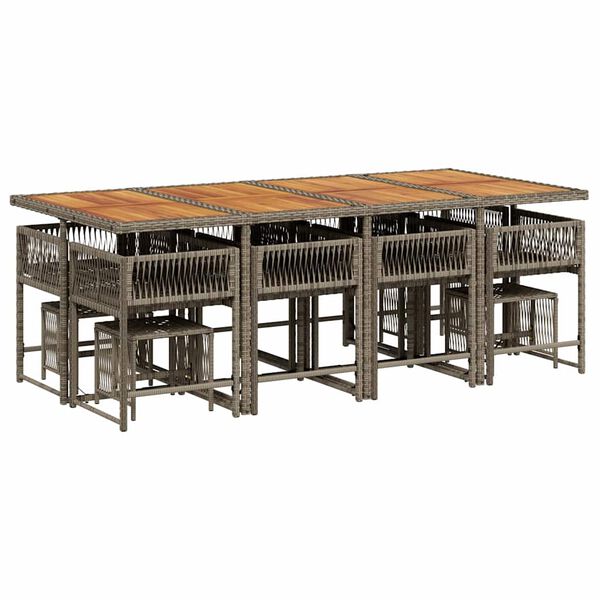 vidaXL Set mobilier de grădină cu perne, 13 piese, gri, poliratan