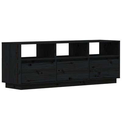 vidaXL Comodă TV, negru, 140x37x50 cm, lemn masiv de pin