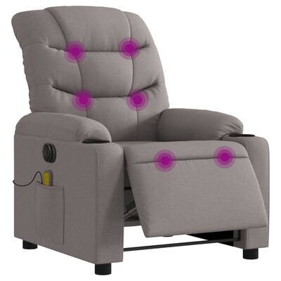vidaXL Fotoliu electric de masaj rabatabil, gri taupe, textil