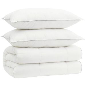 vidaXL Set de plapumă și perne 3 buc. 200x200 cm 4 anotimpuri L&acirc;nă Alb