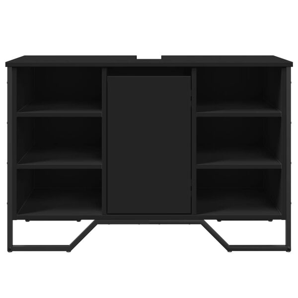 vidaXL Dulap pentru chiuvetă baie, negru, 91x35x60 cm, lemn prelucrat