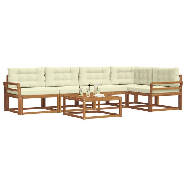 vidaXL Set de canapele de exterior cu pernă 6 pcs Natural și Crem