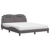vidaXL Pat, Viana, cu saltea, gri, 160x200 cm, piele ecologică