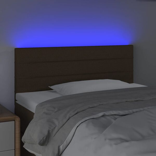 vidaXL Tăblie de pat cu LED, maro &icirc;nchis, 80x5x78/88 cm, textil