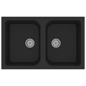 vidaXL Chiuvetă de bucătărie Negru 76 x 48 x 30 cm Quartz și rășină