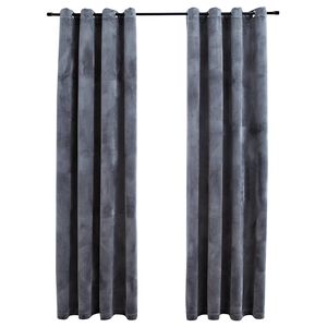 vidaXL Draperii opace cu inele, 2 buc., antracit, 140x245 cm, catifea