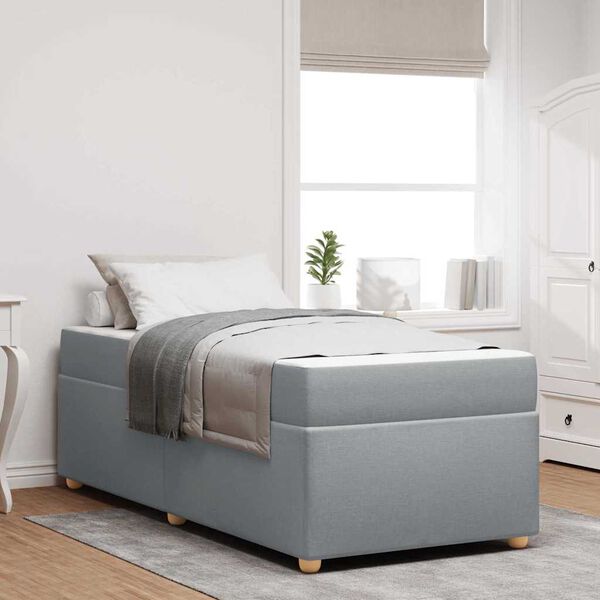 vidaXL Cadru de pat cu saltea Gri deschis 90 x 200 cm țesătură