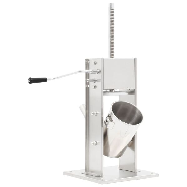 vidaXL Aparat de umplut c&acirc;rnați manual, argintiu, 3 L, oțel inoxidabil