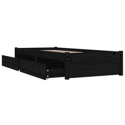 vidaXL Cadru de pat cu sertare, negru, 90x200 cm