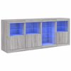 vidaXL Servantă cu lumini LED, gri sonoma, 164x37x67 cm