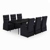 vidaXL Set de masă pentru grădină, 7 piese, cu perne, negru
